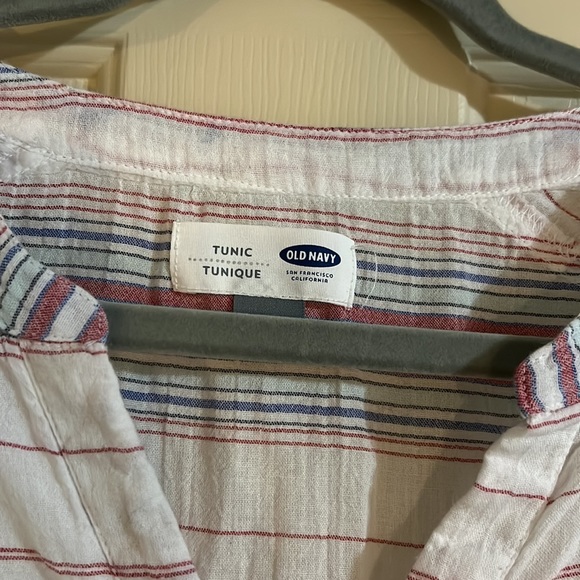 Old Navy Striped Tunic Size M Long Sleeve Tribal Boho Beach Cover Up Nautical - Picture 2 of 6